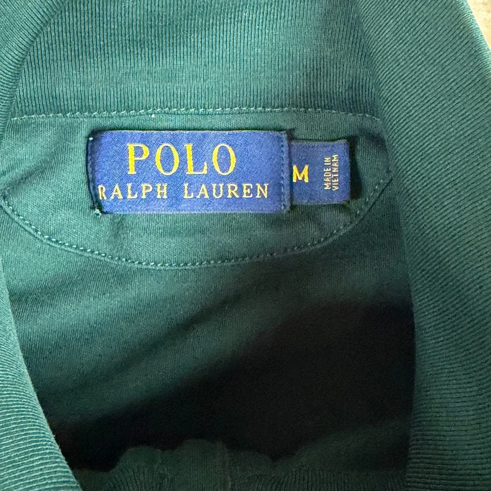 Polo Ralph Lauren Mens Quarter Zip Pullover Hunter Green Cotton Sweater Size M